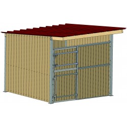 BOX 3X3 M TOITURE SIMPLE PENTE AVEC FAÇADE PLEINE BOIS ET PORTE