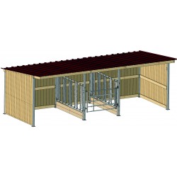 ABRI 8X3 M TOITURE SIMPLE PENTE AVEC AIR D'ALIMENTATION CENTRALE 2X3M