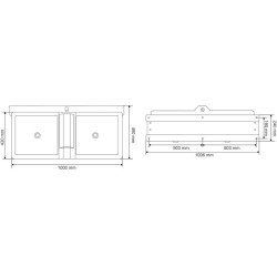 Abreuvoir Polybac 72 M double avec rebord intérieur et support de f...