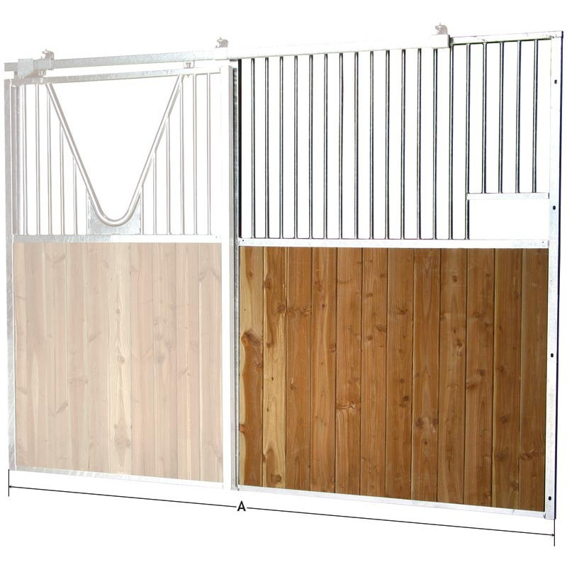 Façade de box barreaudée/bois - Larg. 2,5 m (sans porte) : p1240101