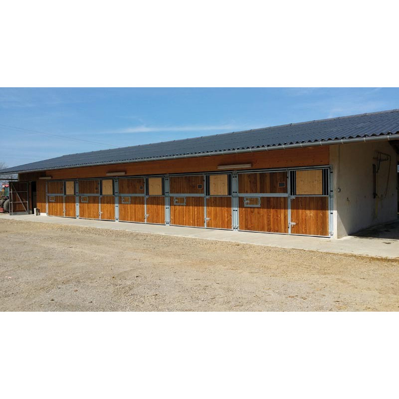 Façade ouvrante pleine bois 3 m avec porte battante col de cygne : ...