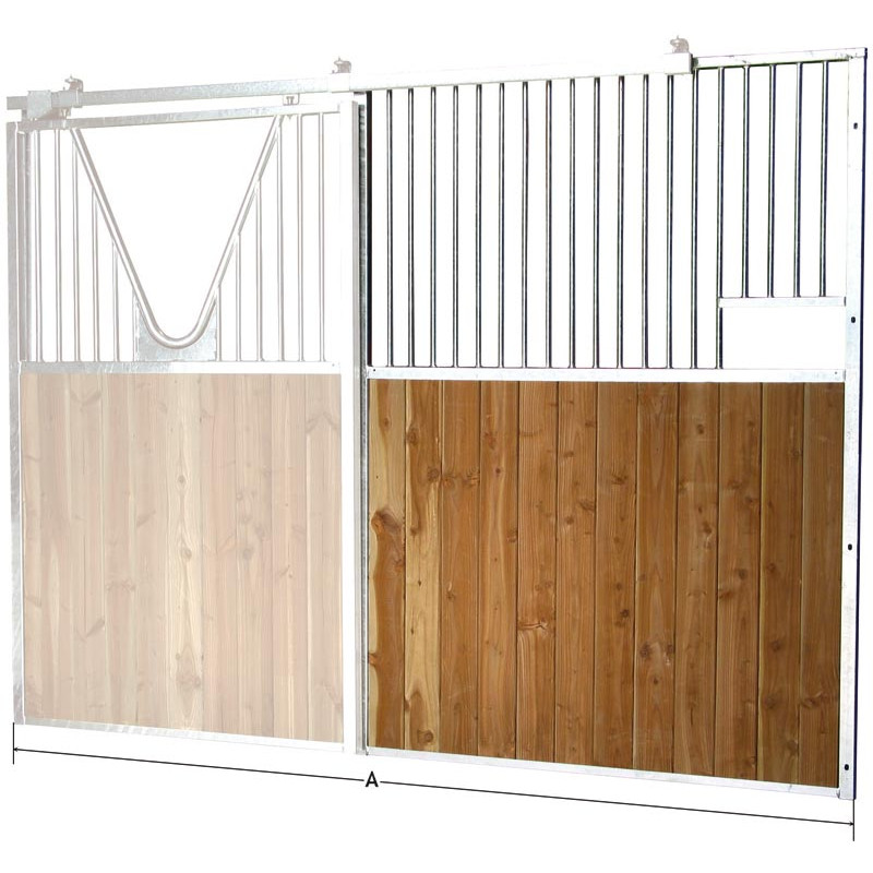 Façade de box barreaudée/bois - Larg. 2,5 m (sans porte) : p1240101